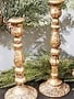 Set of 2 Golden Metal Taper Candle Sticks