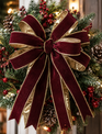 1'' X 20 YD Burgundy & Gold Velvet Ribbon