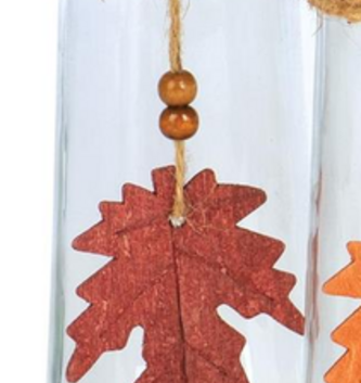 Clear Glass Vase with Fall Leaf (4 Colors)