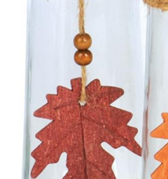 Clear Glass Vase with Fall Leaf (4 Colors)