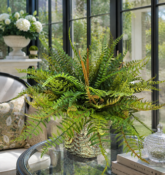 Custom Mixed Fern in Green Stoneware Container