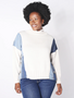 Hand Crafted Denim Panel 100% Cotton Sweater (2 Colors)