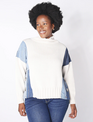 Hand Crafted Denim Panel 100% Cotton Sweater