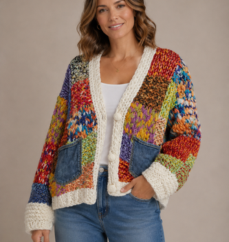 Hand Crafted Lexi Cardigan w/ Denim Pockets