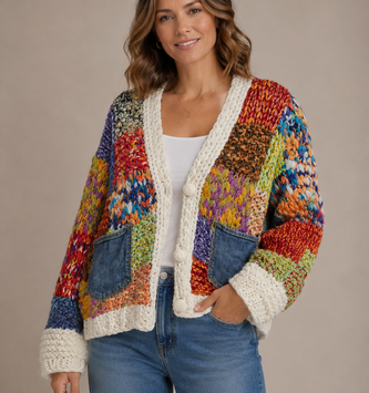 Hand Crafted Lexi Cardigan w/ Denim Pockets
