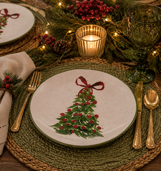 Christmas Tree with Bow Platter