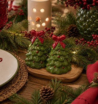 Christmas Tree w/ Bow Salt & Pepper Set