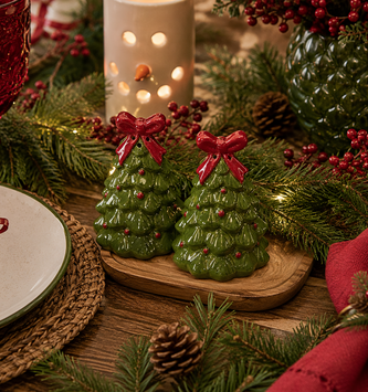 Christmas Tree w/ Bow Salt & Pepper Set