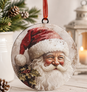 Metal Vintage Santa Holiday Ornament