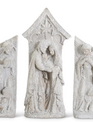 3 Piece White Glitter Nativity Set