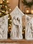3 Piece White Glitter Nativity Set