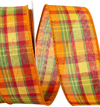 Fall Multi Plaid Stitch Wired Edge Ribbon (2 Widths)