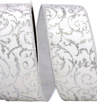 2.5" x 10 Yards Filigree Deluxe Velvet Metallic Wired Ribbon (2 Colors)