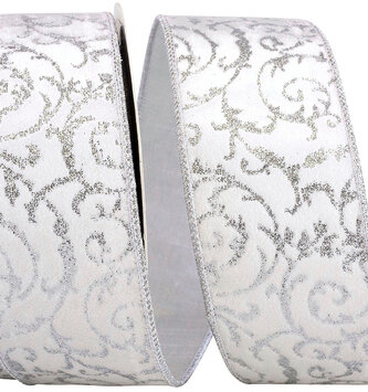 2.5" x 10 Yards Filigree Deluxe Velvet Metallic Wired Ribbon (2 Colors)