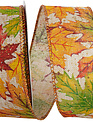 1.5" x 10 Yards Multi Color Leaf Wired Edge Ribbon