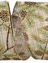 2.5" x 10 Yards Linen Pinecone Glitter Wired Edge Ribbon