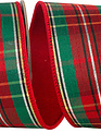 2.5" x 5 Yards Classic Plaid Two Sided Dupioni Wired Ribbon
