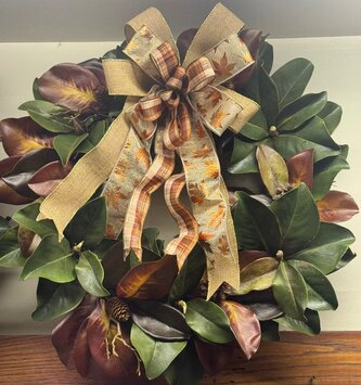Custom Fall Magnolia Wreath w/ Pinecones & Bow