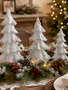 Set of 3 White Glistening Christmas Trees