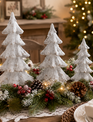 Set of 3 White Glistening Christmas Trees