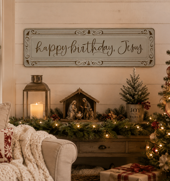 Metal Happy Birthday Jesus Sign