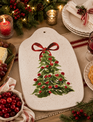 Ceramic Christmas Tree w/ Bow Serving Tray