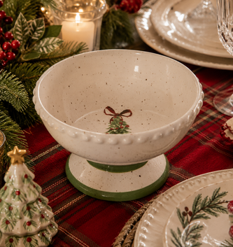 Christmas Tree w/ Bow Pedestal Bowl