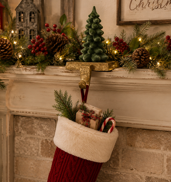 Flocked Christmas Tree Stocking Holder