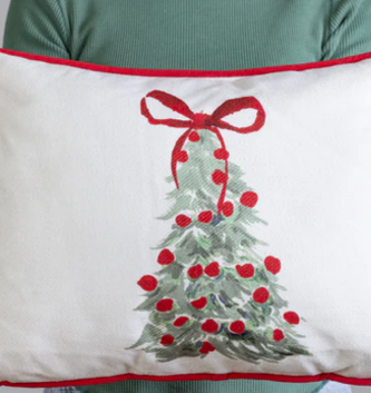 Lumbar Christmas Tree w/ Bow Pillow