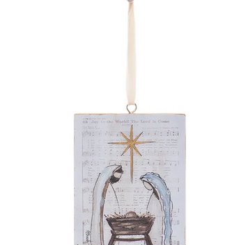 Hand Painted Manger Scene Star Ornament