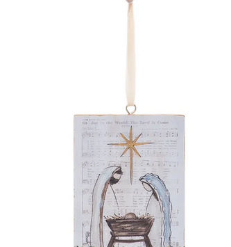 Hand Painted Manger Scene Star Ornament