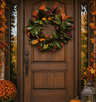 Custom Mixed Fall Magnolia Wreath Base