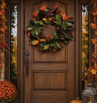Custom Mixed Fall Magnolia Wreath Base