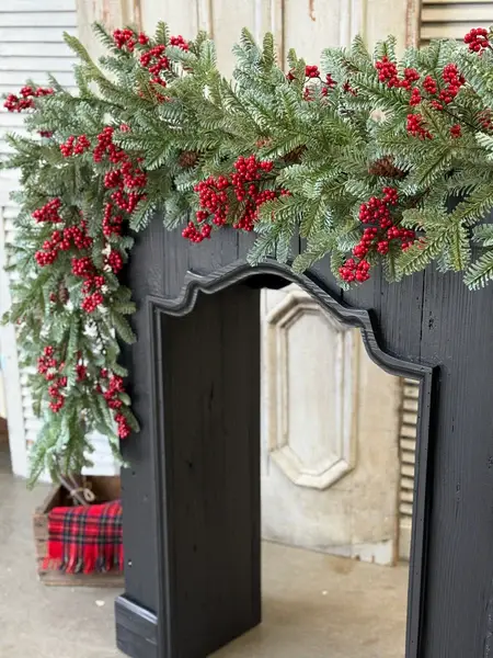 6' Majestic Spruce Garland with Red Berries