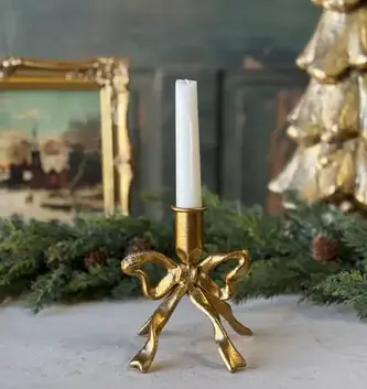 Gilded Bow Taper Candle Holder