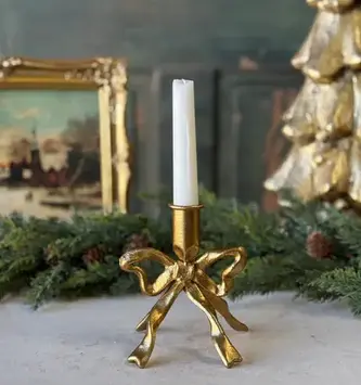 Gilded Bow Taper Candle Holder