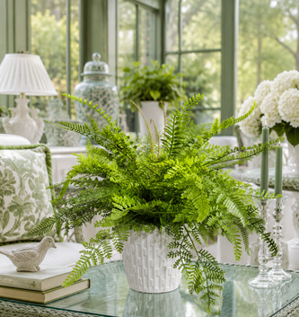 Custom Fern in White Ceramic Container