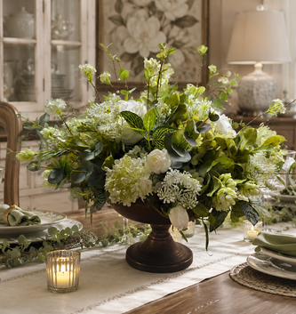 Custom English Garden Arrangement in Tuscan Pedestal Container