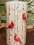 Red Cardinal on Birch Fountain Candle 4 x 8