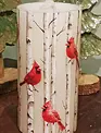 Red Cardinal on Birch Fountain Candle 4 x 8