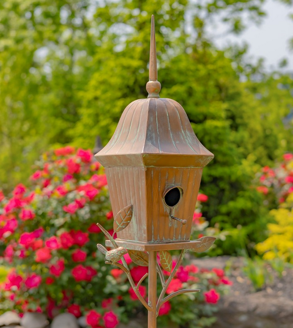 Copper Finish Powder Coated Iron Birdhouse Stake (5-Styles)