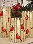 Set of 3 Cardinal on Birch LED Battery Operated Candles