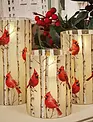 Set of 3 Cardinal on Birch LED Battery Operated Candles