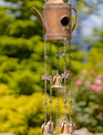 Antiqued Copper Finish Teapot Birdhouse Windchime
