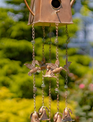 Antiqued Copper Finish Teapot Birdhouse Windchime