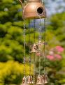 Antiqued Copper Finish Teapot Birdhouse Windchime
