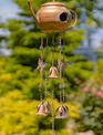 Antiqued Copper Finish Teapot Birdhouse Windchime