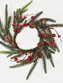 3.5" Norfolk Pine Red Berry Candlering