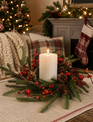 3.5" Norfolk Pine Red Berry Candlering