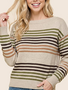 Multicolor Stripe Boat Neck Pullover By: Staccato